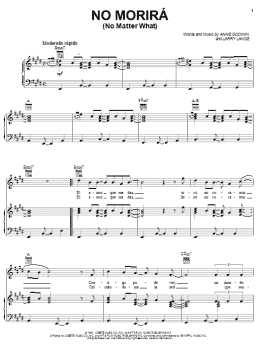page one of No Morira (No Matter What) (Piano, Vocal & Guitar Chords (Right-Hand Melody))