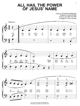 page one of All Hail The Power Of Jesus' Name (Big Note Piano)