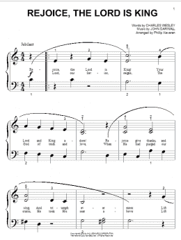 page one of Rejoice, The Lord Is King (Big Note Piano)