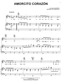 page one of Amorcito Corazon (Piano, Vocal & Guitar Chords (Right-Hand Melody))