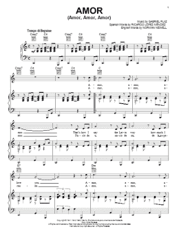 page one of Amor (Amor, Amor, Amor) (Piano, Vocal & Guitar Chords (Right-Hand Melody))