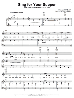 page one of Sing For Your Supper (Piano, Vocal & Guitar Chords (Right-Hand Melody))