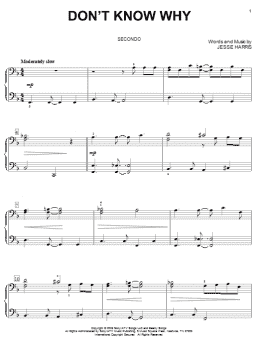 page one of Don't Know Why (Piano Duet)