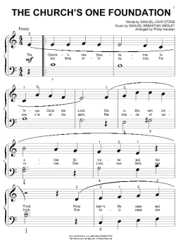 page one of The Church's One Foundation (arr. Phillip Keveren) (Big Note Piano)