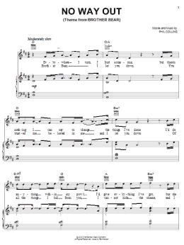 page one of No Way Out (from Brother Bear) (Piano, Vocal & Guitar Chords (Right-Hand Melody))