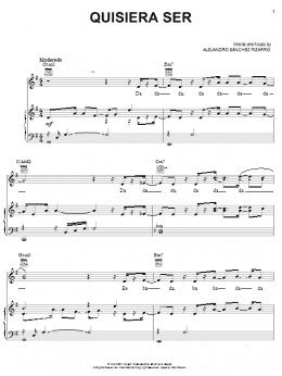 page one of Quisiera Ser (Piano, Vocal & Guitar Chords (Right-Hand Melody))