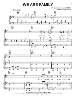 page one of We Are Family (Piano, Vocal & Guitar Chords (Right-Hand Melody))