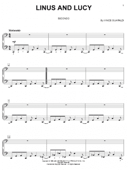page one of Linus And Lucy (Piano Duet)