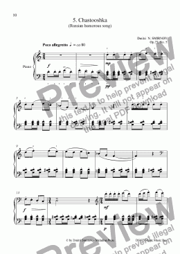 page one of MAGIC MUSIC BOX op77/05. Chastooshka. Pf