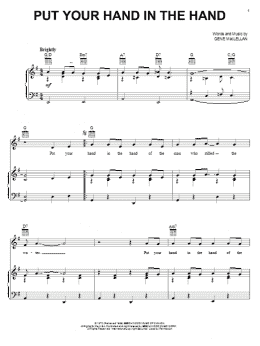 page one of Put Your Hand In The Hand (Piano, Vocal & Guitar Chords (Right-Hand Melody))