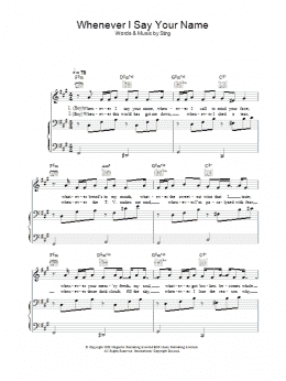 page one of Whenever I Say Your Name (Piano, Vocal & Guitar Chords)