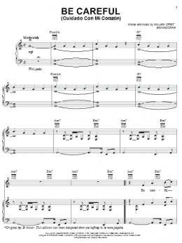 page one of Be Careful (Cuidado Con Mi Corazon) (Piano, Vocal & Guitar Chords (Right-Hand Melody))