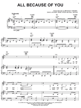 page one of All Because Of You (Piano, Vocal & Guitar Chords (Right-Hand Melody))