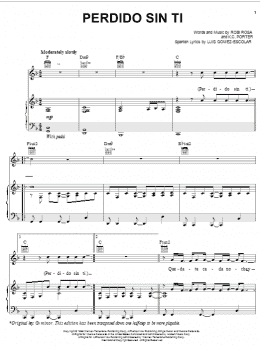 page one of Perdido Sin Ti (Piano, Vocal & Guitar Chords (Right-Hand Melody))
