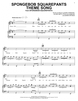 page one of SpongeBob SquarePants Theme Song (Piano, Vocal & Guitar Chords (Right-Hand Melody))