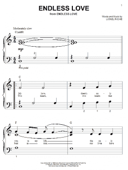 page one of Endless Love (Big Note Piano)