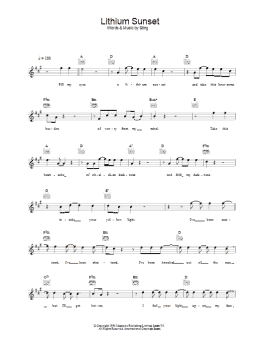 page one of Lithium Sunset (Lead Sheet / Fake Book)