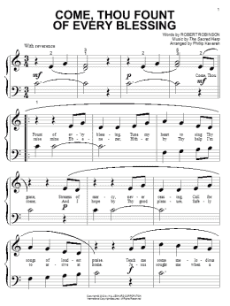 page one of Come, Thou Fount of Every Blessing (arr. Phillip Keveren) (Big Note Piano)