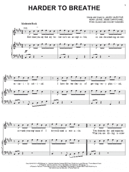 page one of Harder To Breathe (Piano, Vocal & Guitar Chords (Right-Hand Melody))