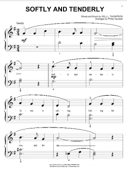 page one of Softly And Tenderly (arr. Phillip Keveren) (Big Note Piano)