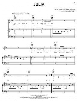page one of Julia (Piano, Vocal & Guitar Chords (Right-Hand Melody))
