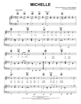 page one of Michelle (Piano, Vocal & Guitar Chords (Right-Hand Melody))