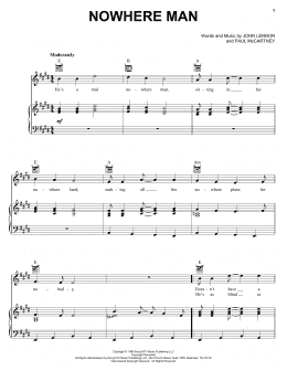 page one of Nowhere Man (Piano, Vocal & Guitar Chords (Right-Hand Melody))