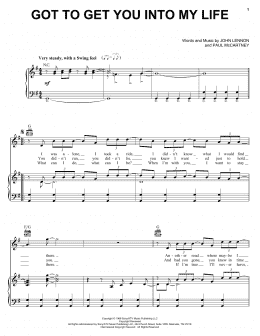 page one of Got To Get You Into My Life (Piano, Vocal & Guitar Chords (Right-Hand Melody))