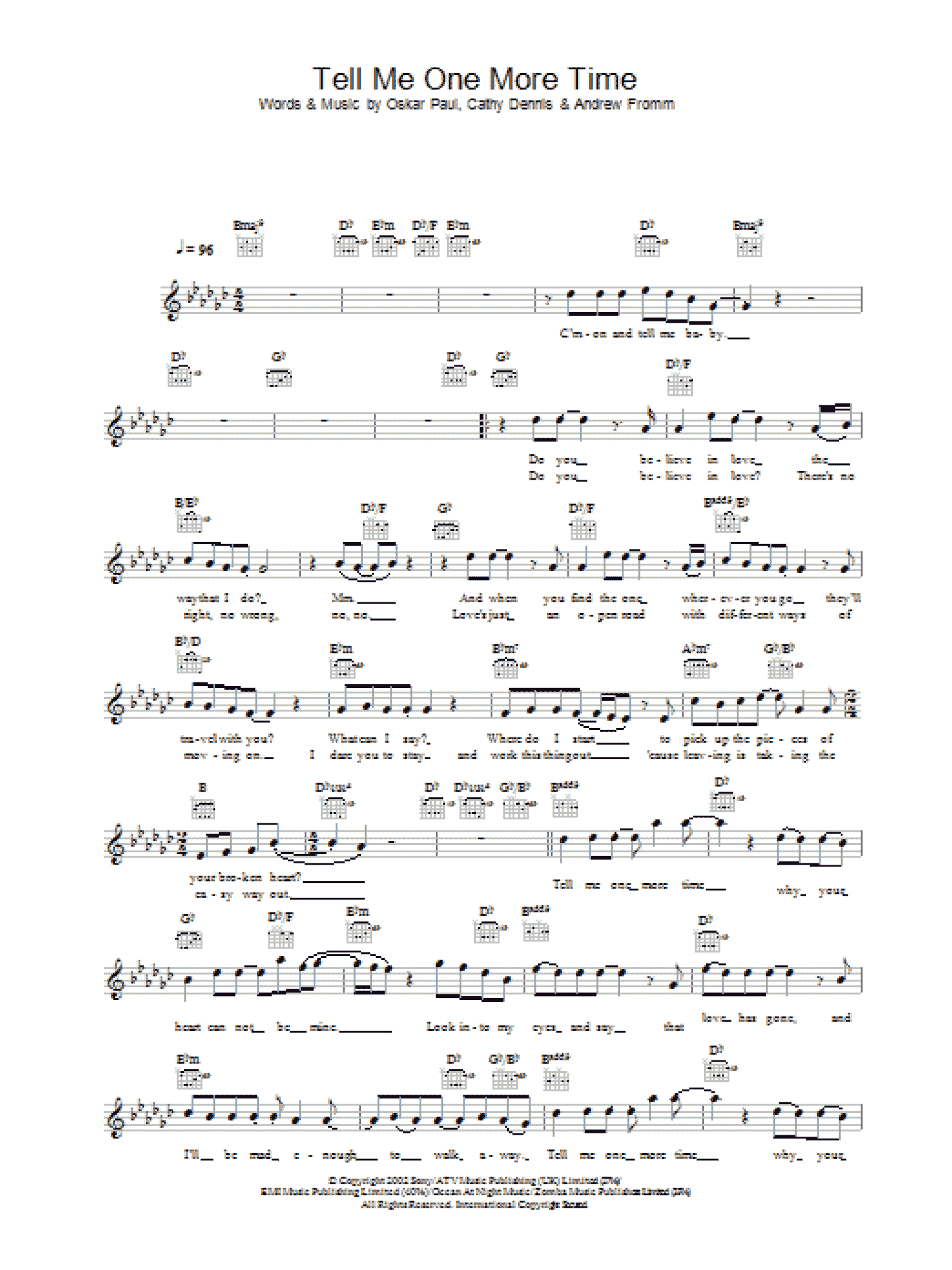 Tell Me One More Time (Lead Sheet / Fake Book)