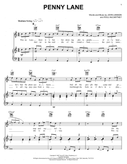 page one of Penny Lane (Piano, Vocal & Guitar Chords (Right-Hand Melody))