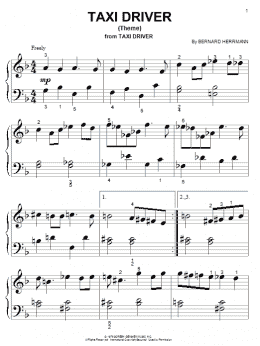 page one of Taxi Driver (Theme) (Big Note Piano)