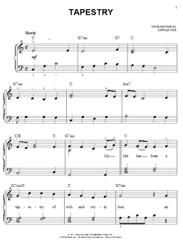page one of Tapestry (Easy Piano)