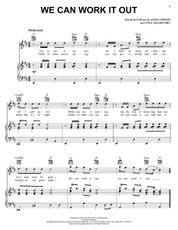 page one of We Can Work It Out (Piano, Vocal & Guitar Chords (Right-Hand Melody))