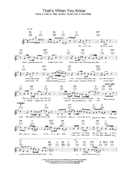 page one of That's When You Know (Lead Sheet / Fake Book)
