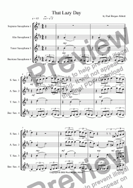 page one of That Lazy Day (saxophone quartet)