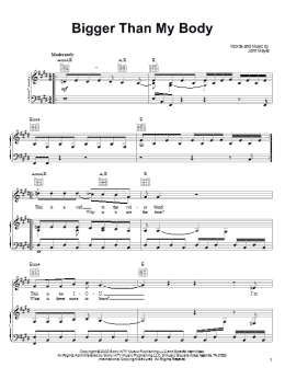 page one of Bigger Than My Body (Piano, Vocal & Guitar Chords (Right-Hand Melody))