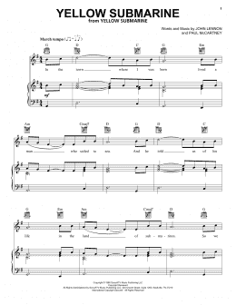 page one of Yellow Submarine (Piano, Vocal & Guitar Chords (Right-Hand Melody))