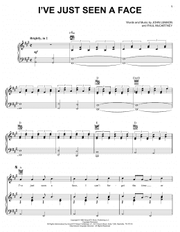 page one of I've Just Seen A Face (Piano, Vocal & Guitar Chords (Right-Hand Melody))