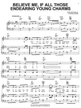 page one of Believe Me, If All Those Endearing Young Charms (Piano, Vocal & Guitar Chords (Right-Hand Melody))