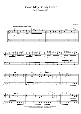 page one of Sheep May Safely Graze (from Cantata 208) (Piano Solo)