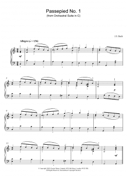 page one of Passepied No. 1 (from Orchestral Suite in C) (Piano Solo)