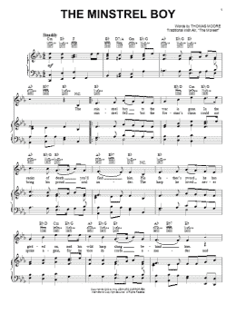 page one of Minstrel Boy (Piano, Vocal & Guitar Chords (Right-Hand Melody))