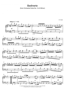 page one of Badinerie (from Orchestral Suite No. 2 in B Minor) (Piano Solo)
