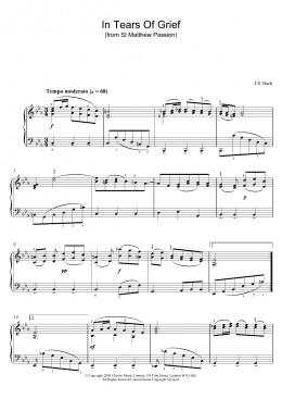 page one of In Tears Of Grief (from St Matthew Passion) (Piano Solo)