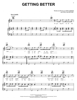 page one of Getting Better (Piano, Vocal & Guitar Chords (Right-Hand Melody))