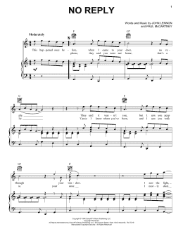 page one of No Reply (Piano, Vocal & Guitar Chords (Right-Hand Melody))