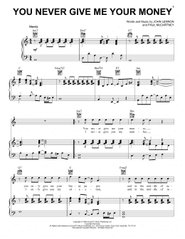 page one of You Never Give Me Your Money (Piano, Vocal & Guitar Chords (Right-Hand Melody))