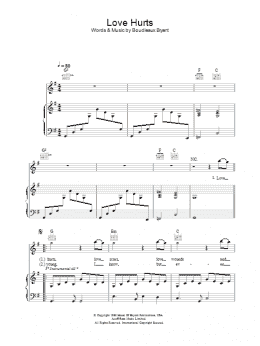 page one of Love Hurts (Piano, Vocal & Guitar Chords)