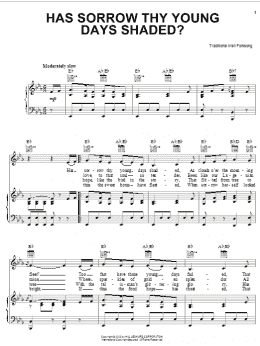 page one of Has Sorrow Thy Young Days Shaded? (Piano, Vocal & Guitar Chords (Right-Hand Melody))