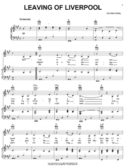 page one of Leaving Of Liverpool (Piano, Vocal & Guitar Chords (Right-Hand Melody))